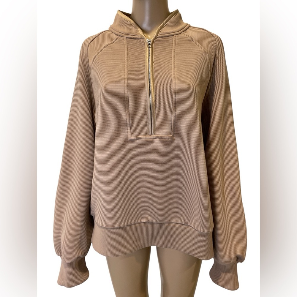 Varley Cortina Half Zip Pullover Women's Tan size Large - Picture 2 of 4
